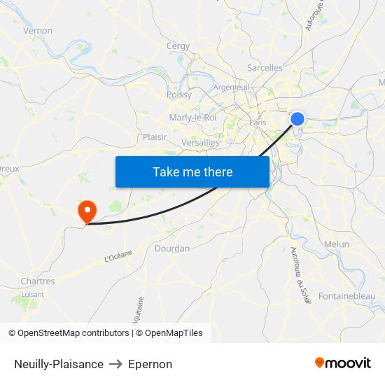 Neuilly-Plaisance to Epernon map