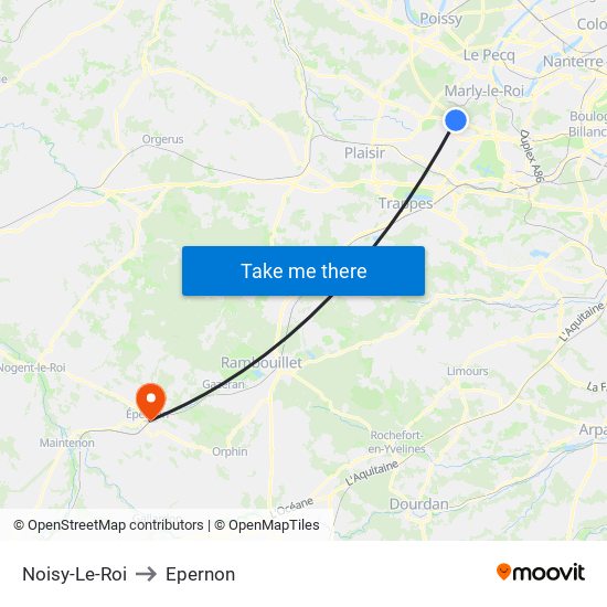 Noisy-Le-Roi to Epernon map