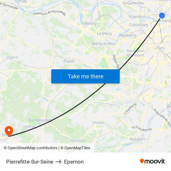 Pierrefitte-Sur-Seine to Epernon map