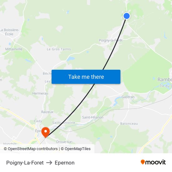 Poigny-La-Foret to Epernon map
