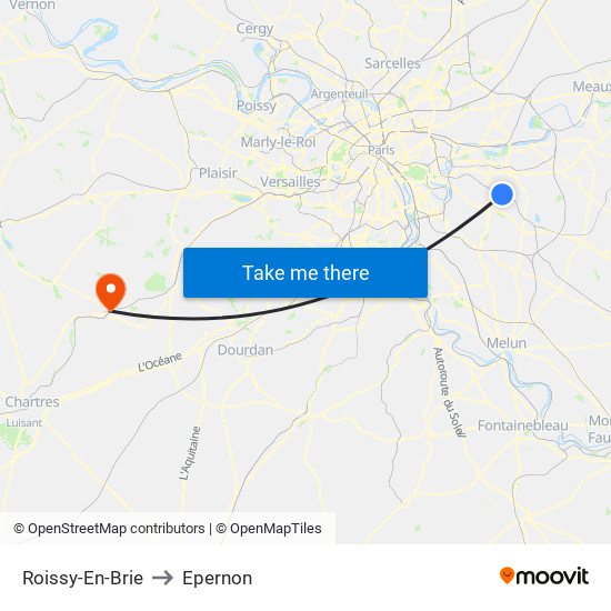 Roissy-En-Brie to Epernon map