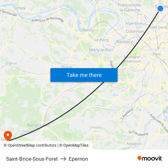 Saint-Brice-Sous-Foret to Epernon map