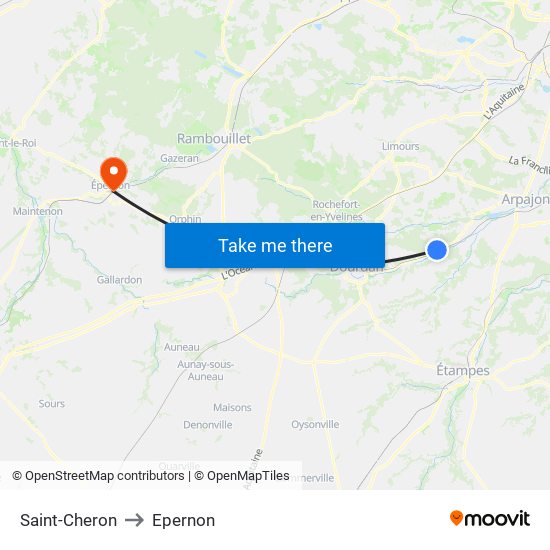 Saint-Cheron to Epernon map
