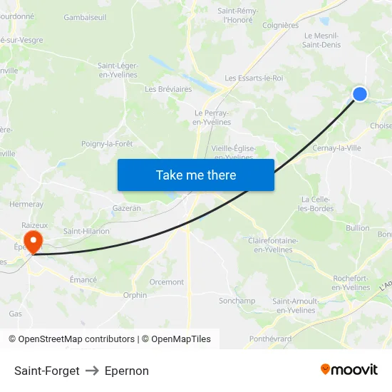 Saint-Forget to Epernon map