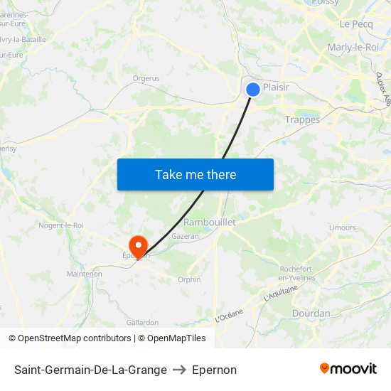 Saint-Germain-De-La-Grange to Epernon map