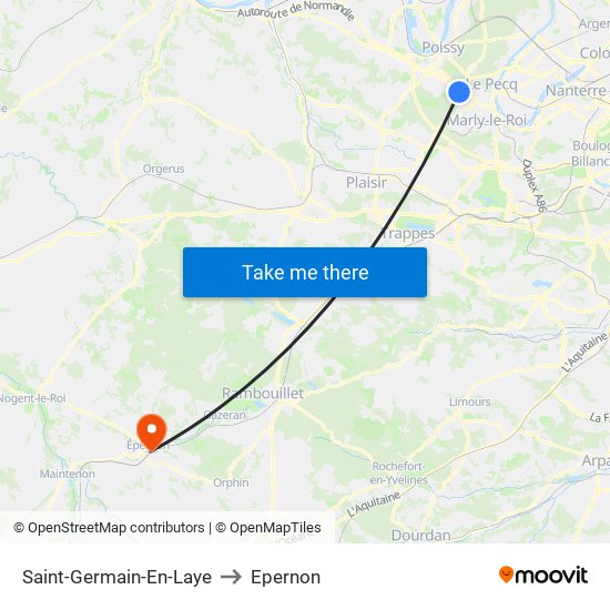 Saint-Germain-En-Laye to Epernon map