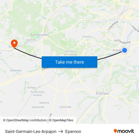 Saint-Germain-Les-Arpajon to Epernon map