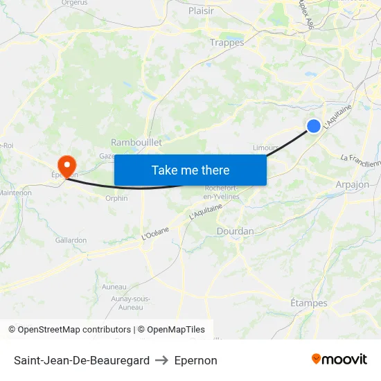 Saint-Jean-De-Beauregard to Epernon map