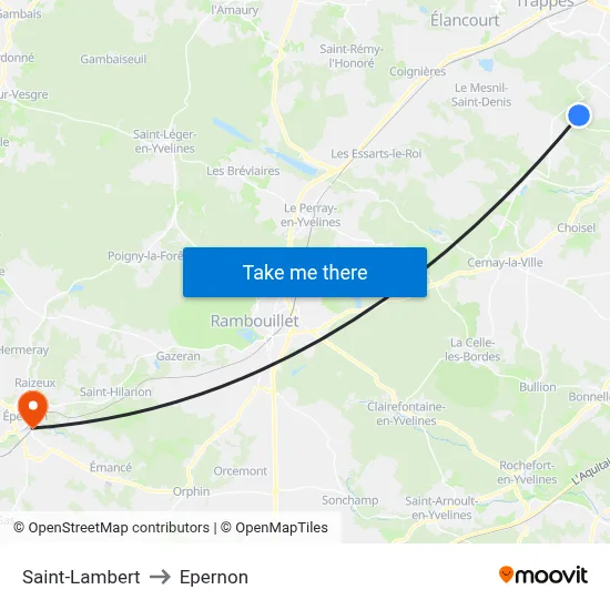 Saint-Lambert to Epernon map