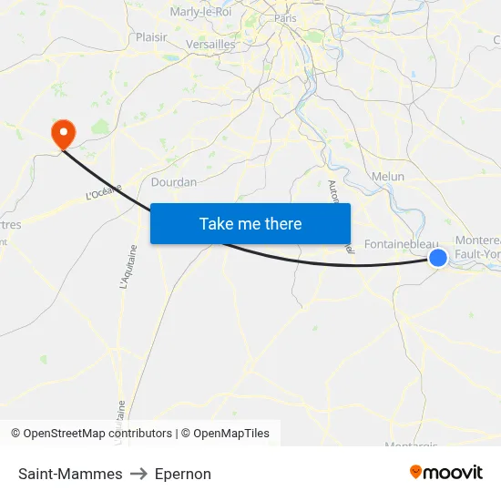 Saint-Mammes to Epernon map
