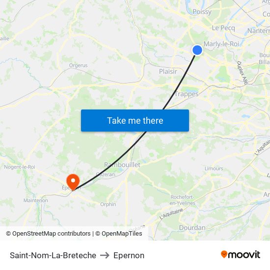 Saint-Nom-La-Breteche to Epernon map