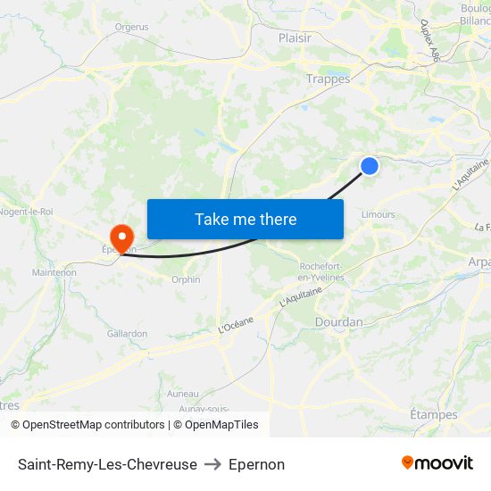 Saint-Remy-Les-Chevreuse to Epernon map