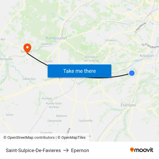 Saint-Sulpice-De-Favieres to Epernon map