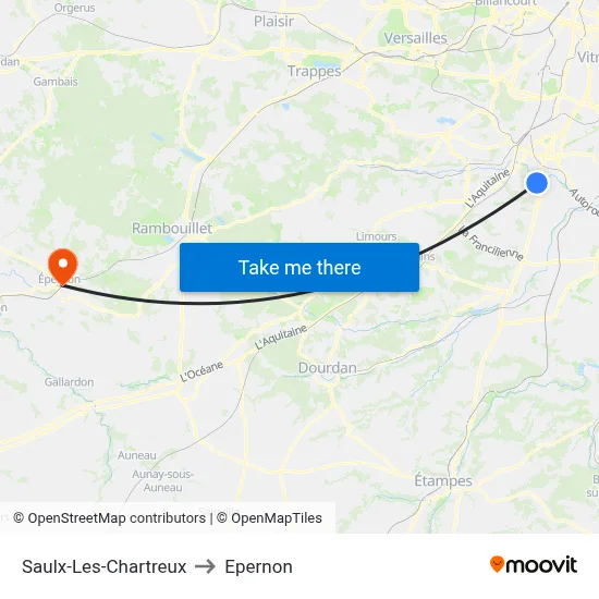 Saulx-Les-Chartreux to Epernon map