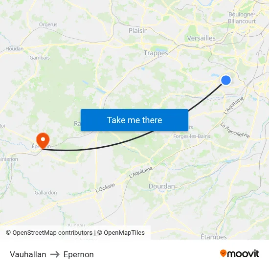 Vauhallan to Epernon map