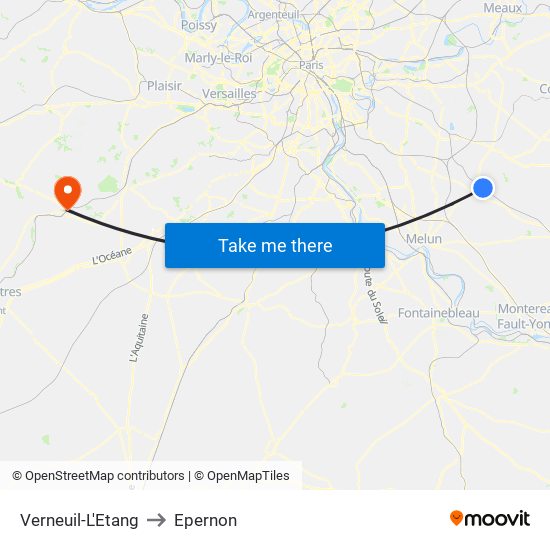Verneuil-L'Etang to Epernon map