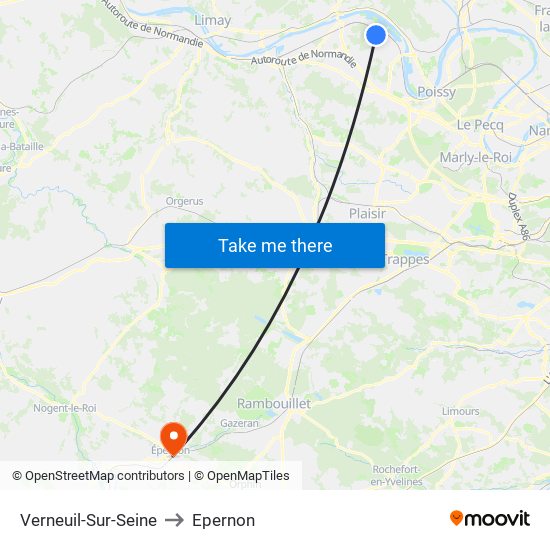 Verneuil-Sur-Seine to Epernon map