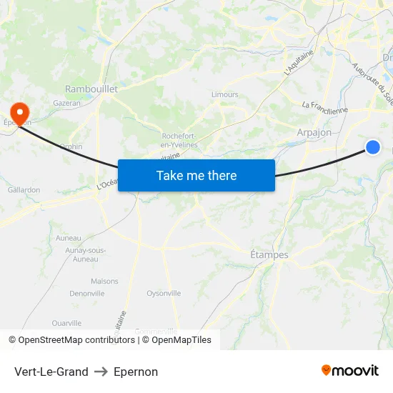 Vert-Le-Grand to Epernon map