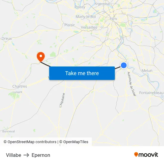Villabe to Epernon map