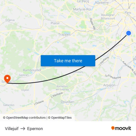 Villejuif to Epernon map