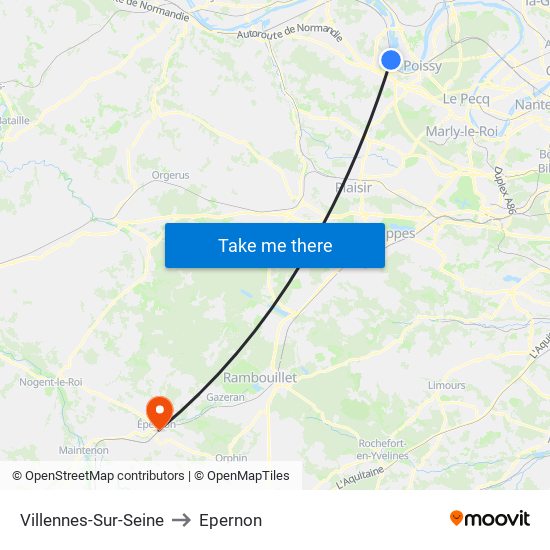 Villennes-Sur-Seine to Epernon map