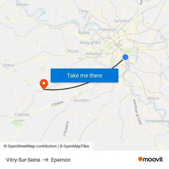 Vitry-Sur-Seine to Epernon map