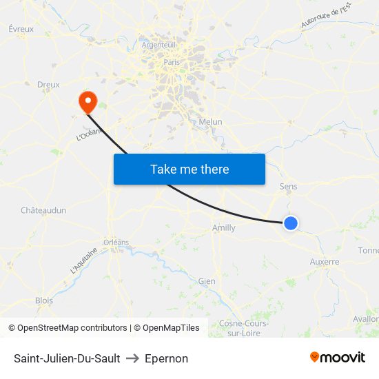 Saint-Julien-Du-Sault to Epernon map