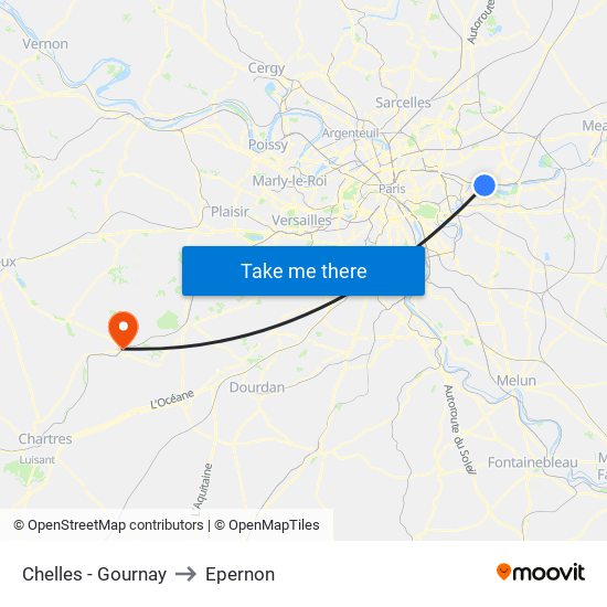 Chelles - Gournay to Epernon map