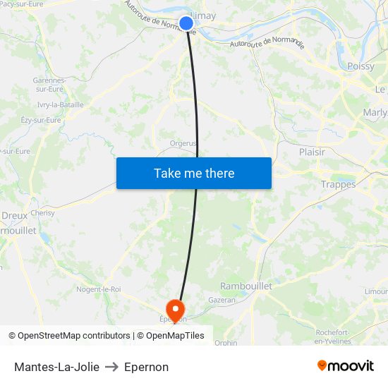 Mantes-La-Jolie to Epernon map