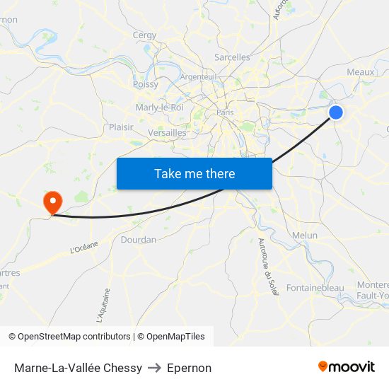 Marne-La-Vallée Chessy to Epernon map