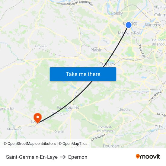 Saint-Germain-En-Laye to Epernon map