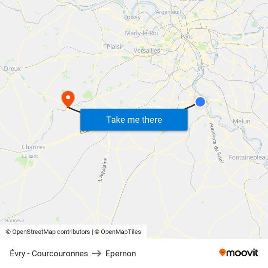 Évry - Courcouronnes to Epernon map