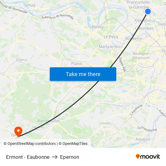 Ermont - Eaubonne to Epernon map