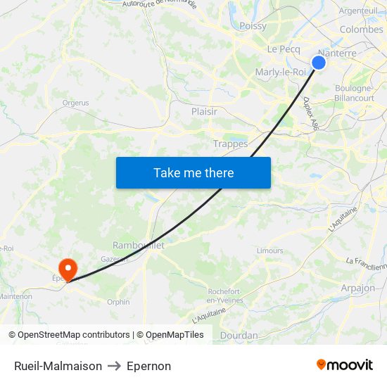 Rueil-Malmaison to Epernon map