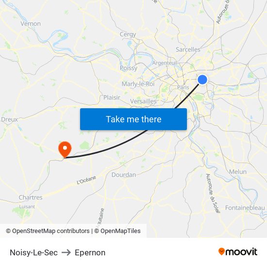 Noisy-Le-Sec to Epernon map