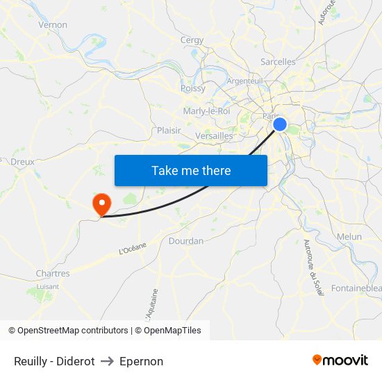 Reuilly - Diderot to Epernon map