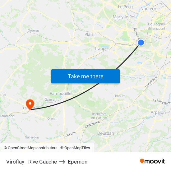 Viroflay - Rive Gauche to Epernon map