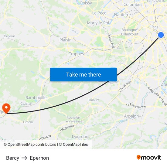 Bercy to Epernon map