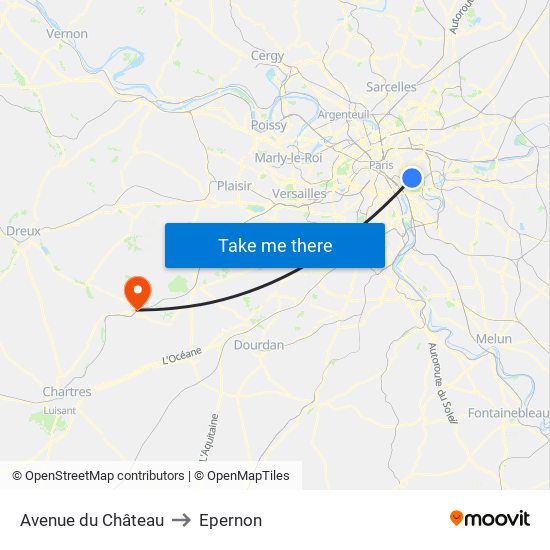 Avenue du Château to Epernon map