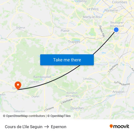 Cours de L'Ile Seguin to Epernon map