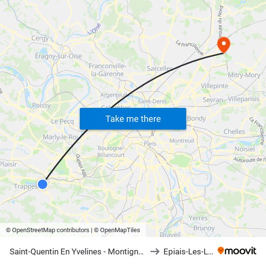 Saint-Quentin En Yvelines - Montigny-Le-Bretonneux to Epiais-Les-Louvres map