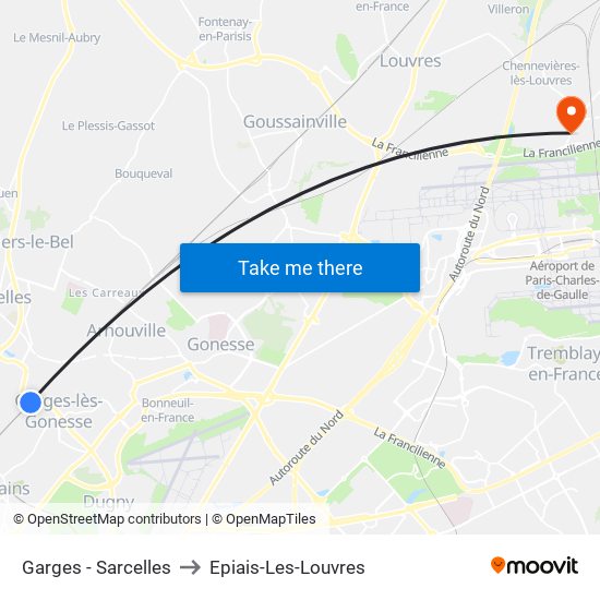 Garges - Sarcelles to Epiais-Les-Louvres map