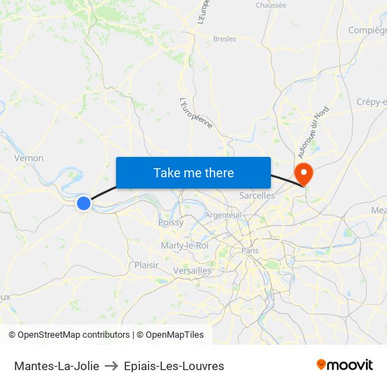 Mantes-La-Jolie to Epiais-Les-Louvres map