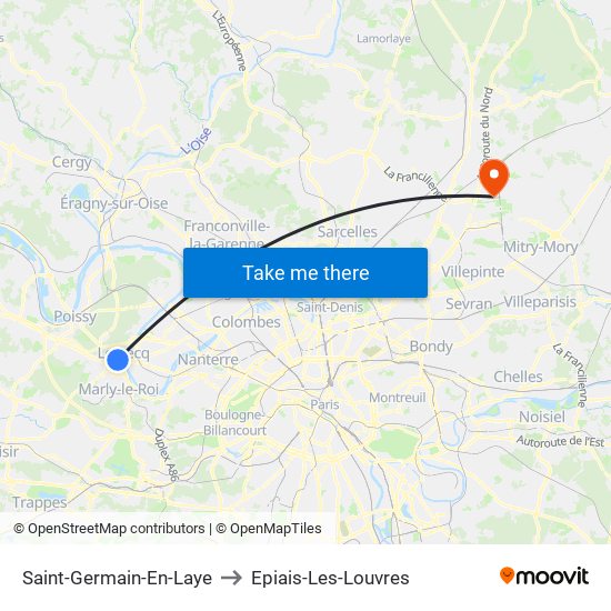 Saint-Germain-En-Laye to Epiais-Les-Louvres map