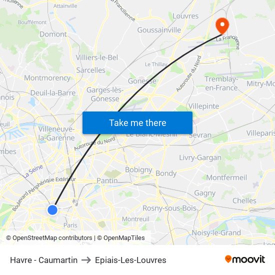 Havre - Caumartin to Epiais-Les-Louvres map