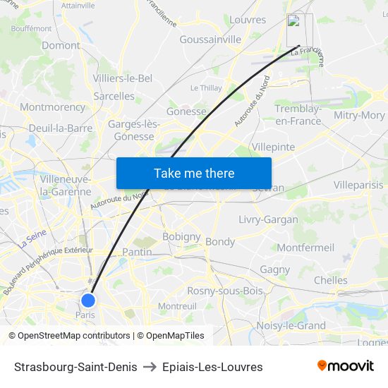 Strasbourg-Saint-Denis to Epiais-Les-Louvres map
