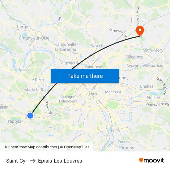 Saint-Cyr to Epiais-Les-Louvres map