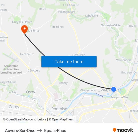 Auvers-Sur-Oise to Epiais-Rhus map
