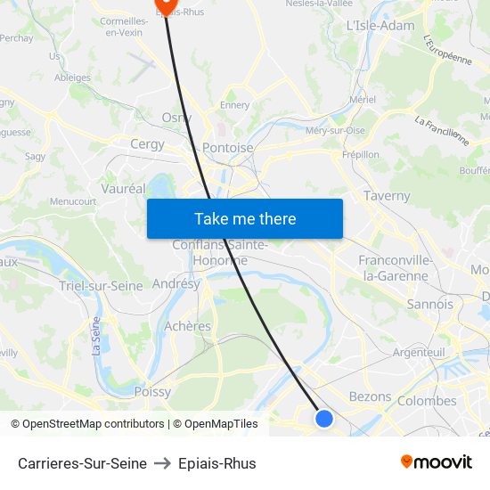 Carrieres-Sur-Seine to Epiais-Rhus map