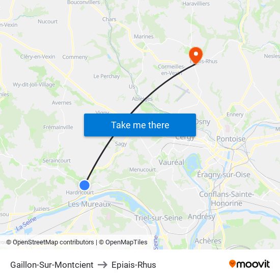 Gaillon-Sur-Montcient to Epiais-Rhus map
